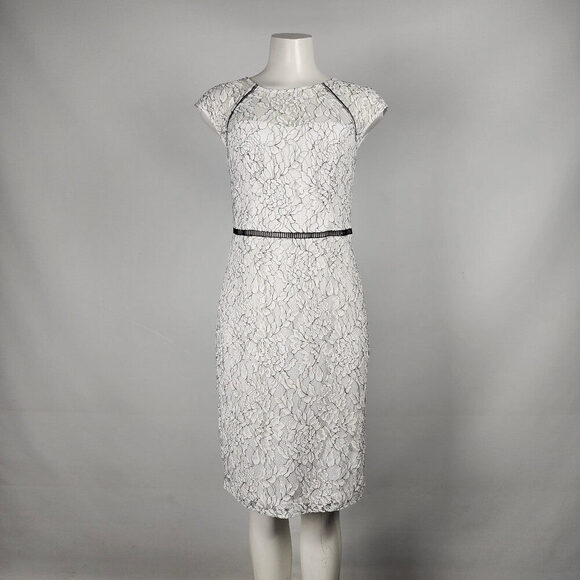 DB Studio David's Bridal White Floral Lace Sheath Dress Size 10 - Picture 1 of 15